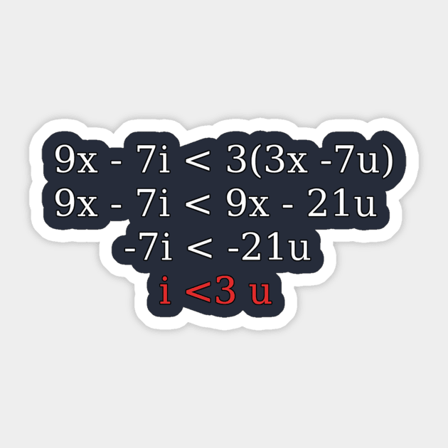 i <3 u Equation Sticker by ArtsyCantabile